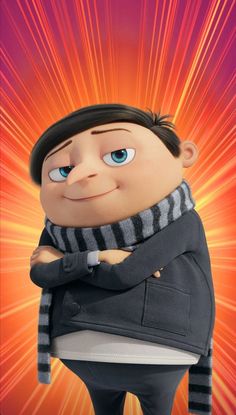 an animated character wearing a hat and scarf with his arms crossed in front of him