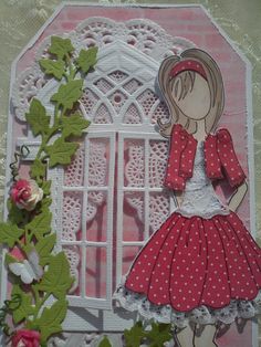 Steffi prima doll Ornate Window, Prima Mixed Media Dolls, Paper Doll Craft, Stamp Stickers, Quilling Paper Craft, Glam Girl