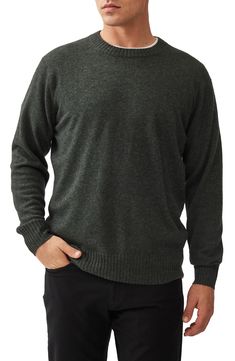 Roomy and relaxed, this sweater knit from merino wool and soft cashmere makes a great choice for everyday whether you wear it layered or on its own. Crewneck Long sleeves Ribbed cuffs and hem 70% merino wool, 30% cashmere Hand wash, dry flat Imported Casual Green Cashmere Sweater, Merino Wool Polo Sweater With Crew Neck, Merino Wool Crew Neck Polo Sweater For Layering, Merino Wool Polo Sweater For Layering, Cashmere Crew Neck Knit Sweater, Soft Knit Merino Wool Sweater With Crew Neck, Soft Knit Merino Wool Crew Neck Sweater, Boy Activewear, Fall Wardrobe Essentials