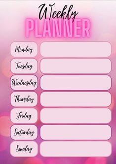 Pink Weekly Planner Digital PDF Monday to Sunday - Etsy personalizedteacherplanner #budgetplanner Instagram Post Template Business, Pink Weekly Planner, Nail Tech Business Cards, Lash Spa, Tech Instagram Post, Lash Room Ideas, Sunday To Saturday, Weekly Planner Digital, Appointment Planner