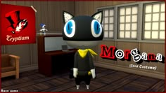 an animated cat standing in front of a computer screen with the caption morosa