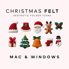 christmas felt aesthetic folder icons by mac & windows on the cover of their book, christmas felt