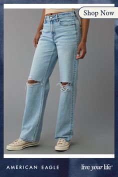 Rigid in the front. Stretchy in the back. Magic all over with innovative 50/50 construction./Light wash/Ripped Laura Jade Stone, Cropped Wide Leg Jeans, Perfect Closet, Good Style, Jade Stone, Mens Outfitters, Christmas Wishlist, Ripped Jean, 50 50