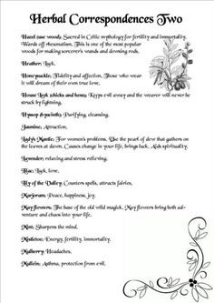 Wicca Correspondences, Herb Correspondences, Herbal Correspondences, Sorcerer Wand, Spell Ingredients, Magical Herbs