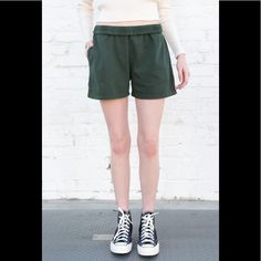 Soft Cotton Sweatshorts With Side Pockets And An Elastic Waistband. Fabrics: 100% Cotton Measurement: 11" (28 Cm) Rise, 3" (8 Cm) Inseam, 28" (71 Cm) Waist Made In: Italy Rosa Sweatshorts, Brandy Melville Shorts, Brandy Melville, Brandy, In Italy, Womens Shorts, Italy, Elastic, Green