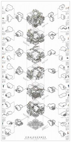 an architectural diagram showing the various parts of a house and its surrounding structures, including two floors