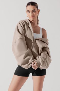 Zip Cloud Hoodie - Taupe Cloud Hoodie Blogilates, Blogilates Hoodie, Popflex Hoodie, Popflex Outfits, Cloud Hoodie, Brown Clothes, Pretty Clothing, Baggy Hoodie, Character References