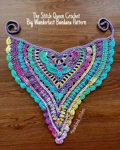 the stitch queen crochet big wanderrstist bandana pattern is on display