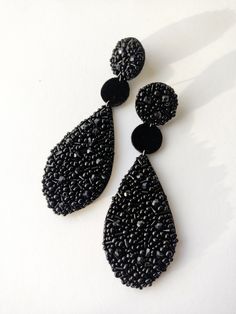 These earrings are elegant and one of a kind handmade.  Black earrings are embroidered with beads.  Black velvet is like an elegant accent. Earring length: 10cm. Earring width: 3cm. Made with love by handmade artist Ance. Earrings come with a gift box. Creation within 3 days from the date of the order. If You have any quastions, please contact me. Black Earrings Women, Handmade Black Evening Earrings, Handmade Black Earrings For Evening, Handmade Beaded Drop Earrings For Evening, Handmade Drop Earrings For Evening, Black Handmade Earrings For Evening, Black Beaded Evening Earrings, Elegant Black Beaded Earrings, Handmade Black Earrings For Party