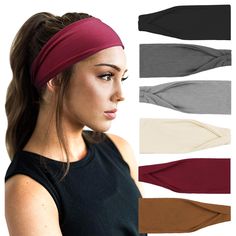 PRICES MAY VARY. 【Great Material】SOFT STRETCHY FABRIC, this women running headband is crafted from cotton polyester and spandex blend fabric, lightweight and stretchy, offering excellent performance for wicking, durability and abrasion resistance. This yoga headband delivers a supportive fit for all sports need. 【Fit Most Sizes】Our Boho headbands measures 8.6"/22cm in length and 3.5"/9cm in width; wide female sweat-wicking headbands fit most sizes, very soft and stretchy. Vintage design fitness Running Hairstyles, 6 Pack Women, Running Headbands, Sport Hair, Workout Hairstyles, Workout Headband, Yoga Headband, Sports Headbands, Adjustable Headband