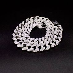 White Iced Out Chain Link Jewelry, White Iced Out Cuban Link Necklace, Iced Out White Chain Link Jewelry, Iced Out White Cuban Link Necklace, White Iced Out Chain Link Necklace, White Cuban Link Necklace With Cubic Zirconia, White Cuban Link Necklace In Cubic Zirconia, Iced Silver Cubic Zirconia Necklaces, Silver Cuban Link Iced Jewelry