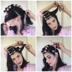 SpongeRollerTutorial Short Cropped Hairstyles, Roller Tutorial, Cropped Hairstyles, Hair Rollers Tutorial, 1940s Hair, Miss Victory Violet, Roller Sets, Victory Violet