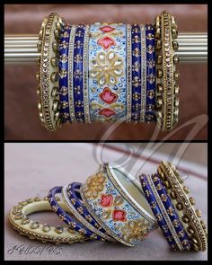 Beautiful Hand Painted Blue Bridal Chura Set. Embellished With Kundan & Stone Work All Over. Grab This Alluring Beauty Specially Made For Your Special Day And Look Dazzling Yet Traditional. Blue Traditional Bangle For Festive Occasions, Traditional Blue Bangle For Weddings, Blue Bangle For Weddings And Festivals, Diwali Bridal Sets With Cutdana For Marriage, Diwali Marriage Bridal Sets With Cutdana Details, Diwali Marriage Bridal Sets With Cutdana, Traditional Blue Wedding Bangle, Blue Wedding Bangle For Festive Occasions, Blue Festive Wedding Bangle