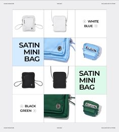 an image of various items that are on the same page, including bags and wallets