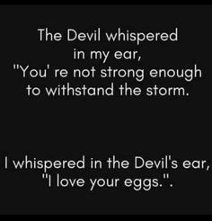 the devil whispered in my ear, you're not strong enough to understand the storm