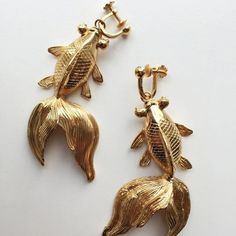 704445496-1 Elegant Gold Fish-shaped Earrings, Gold Fish-shaped Earrings, Gold Fish-shaped Pierced Earrings, Hanging Earrings, Recycled Silver, Jewelry Inspo, Bling Bling, Party Wedding, Koi