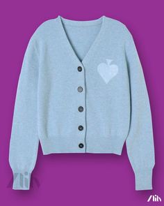 Zlily - Embroidered Knit Cardigan with Heart Pattern, Slim-fit Casual Sweater Cotton Heart Print Sweater For Fall, Fitted Heart Print Sweater For Fall, Small Cardigan, Best Cardigans, Queen Of Hearts Costume, Pullover Mode, Hip Skirt, Stylish Coat, Wool Clothing