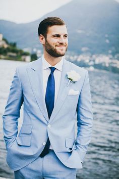 Spring Wedding Groomsmen, Blue Spring Wedding, Wedding Suits Men Blue, Pastel Light Blue, Blue Tux, Light Blue Suit, Blue Suit Wedding, Como Wedding