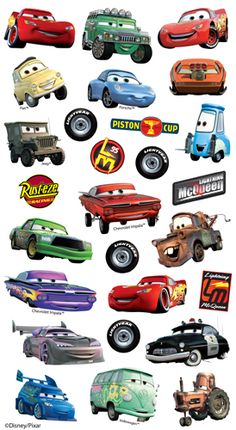 various cars and trucks are shown in this poster from the disney pixar movie