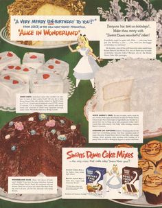 an advertisement for some kind of cake that looks like it has been made in the 1950's