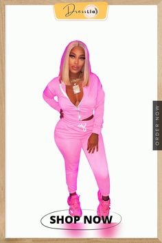 Autumn Clothes Solid Color Zipper Hoodies Jacket Coat Top Pants Sports Jogging Women Two Piece Set Hooded Tracksuit With Pockets, Hooded Tracksuit With Pockets For Jogging, Hooded Activewear With Pockets For Jogging, Pink Sportswear Tracksuit For Sports, Pink Drawstring Sweatpants For Streetwear, Pink Sportswear Tracksuit For Jogging, Pink Spring Tracksuit For Sports, Pink Tracksuit For Sports In Spring, Pink Sportswear Tracksuit