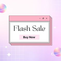 a pink flash sale sign with bubbles in the background