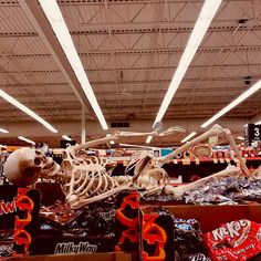 a skeleton in the middle of a store