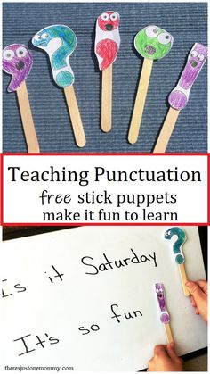 Sentence Sticks, Learning Punctuation, Teaching Punctuation, Punctuation Activities, 1st Grade Writing, First Grade Writing, Language Art Activities, Make Learning Fun, Grammar Activities