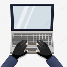 two hands typing on a laptop computer screen, keyboard, hand png and psd