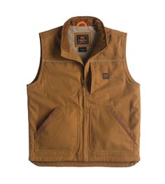 Some say work vests are making a comeback, but in on our towns and counties they never left. Made for situations that start bitter but thaw fast, our Coleman vest partners up with a heavy flannel when a full day of labor needs to get done. Heavyweight Super Duck material withstands constant wear while 360-weight Sherpa fleece traps body heat without soaking up sweat. Undercut armholes add mobility when swinging gear or splitting wood. A reflective safety stripe adds visibility when loading the t Splitting Wood, Work Vest, Retro Backpack, Faux Leather Biker Jacket, Vests Mens, Work Clothes, Fashion Mens, Sherpa Lined