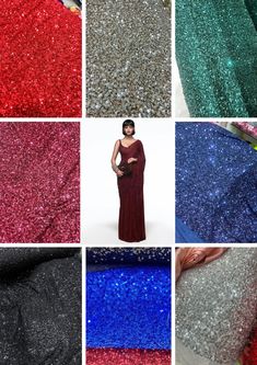 six different colors of sequin fabric