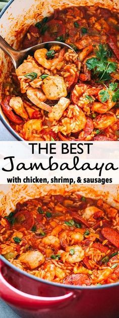 the best jambaata with chicken, shrimp and sausages in a red pot