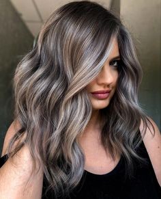 Gray Brown Hair with Silver Streaks Bronde Money Piece, Highlights Bronde, 2022 Hair Color, Face Framing Highlights, Grey Brown Hair, Ash Grey Hair, Dark Grey Hair