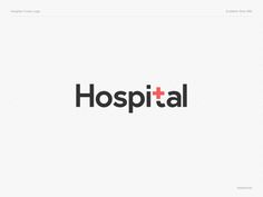 the hospital logo is shown in black and white, with red letters that read hospital