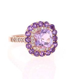 Luxury Purple Amethyst Ring With Halo Setting, Luxury Lavender Amethyst Ring For Gift, Luxury Lavender Amethyst Ring Gift, Rose Gold Cocktail, Purple Cushion, Purple Cushions, Diamond Cocktail Ring, Gold Cocktail Ring, Gold Cocktail