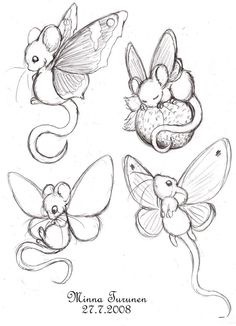 some drawings of different kinds of butterflies