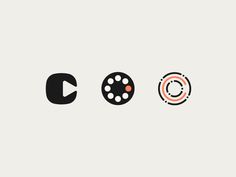 three different types of logos with the letter c in each one's center and bottom corner