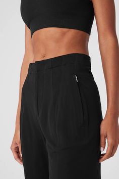 High-Waist On Point Moto Trouser - Black | Alo Yoga Woman Back, Back Women, Wide Legs, Alo Yoga, Shopping Outfit, High Rise, High Waist, Cotton Blend, Trousers