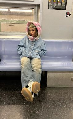 nyc | winter outfit | beanie | oversized scarf | subway Scarf Over Hat Outfit, Colorful Beanie Outfit, Scarf On Head Outfit Winter, Winter Outfits Maximalist, Scarf Hat Outfit, Supreme Beanie Outfit, Pink Yankees Hat Outfit, Winter Maximalist Outfits, Poses For Pictures Instagram Winter