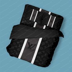 louis vuitton bedding set with black and white stripes on the bottom side