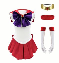 PRICES MAY VARY. Occasion-Fit for Halloween dress,cosplay,anime outfit,comic-con;Great gift for Anime Sailor lovers on. Package Includes-MizunoAmi Dress,headwear,neck strap,neckline bow,back waist bow,gloves. Anime Uniform-There are 5 size available for Makoto Kino cosplay costume,From Girl-S(Height:43-49Inch)to Women-XL(Height:69-71Inch). Feature-With a bow on the chest and Pleated skirt,it makes you cute and sexy when you pull on this sailor costume. Anime Skirt Service-Free return and replace Sailor Mars Costume, Gloves Anime, Sailor Moon Cosplay Costumes, Sailor Mars Cosplay, Bow Gloves, Sailor Moon Costume, Anime Skirts, Moon Costume, Sailor Costume