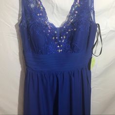 Long Blue Dress. Masquerade, Size 3/4 Blue Prom Season Evening Dress, Blue Evening Dress For Prom Party Season, Blue Evening Dress For Prom And Party Season, Blue Evening Dress For Prom In Party Season, Blue Dress For Evening Party, Blue V-neck Mother Of The Bride Dress For Evening, Blue Dressy Dress For Prom Season, Dressy Blue Dress For Prom Season, Glamorous Blue V-neck Evening Dress