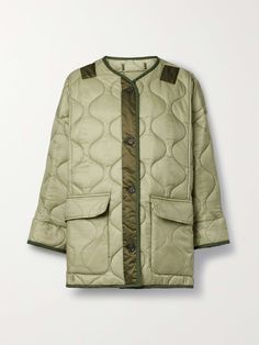 THE FRANKIE SHOP Quilted padded ripstop jacket Frankie Shop Quilted Jacket, Quilted Jacket Outfit, Green Quilted Jacket, Jacket With Fur, Elegant Branding, The Frankie Shop, Frankie Shop, Jacket Outfit, Katie Holmes