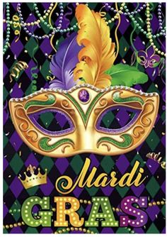 mardi gras masque mask with beads and jewels on the side, in purple