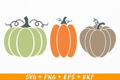 three pumpkins svg and png files