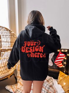 Hoodie Back, Sweatshirt Model, Christmas Mockup, Hoodie Mockup, Gildan Hoodie, Mock Ups, Your Design, Back To Black, Look Chic