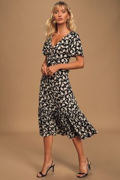 Dresses for Women | Best Women's Dresses Online Conservative Style, Pretty Midi Dresses, Empire Waist Tops, Short Sleeve Midi Dress, Snake Print Dress, Ruffled Dress, Floral Print Midi Dress, Black Floral Print, Midi Short Sleeve Dress