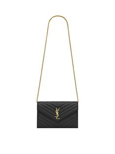 Crafted from off white chevron-quilted leather, Cassandre Chain Wallet from Saint Laurent features a gold-tone chain shoulder strap and a signature YSL logo plaque. Ysl Cassandra, Ysl Logo, Anthony Vaccarello, Chain Wallet, A Signature, Wallet Chain, Slingback Pump, Quilted Leather, Creative Director