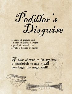 an advertisement for peddler's disguise featuring a butterfly in a bowl