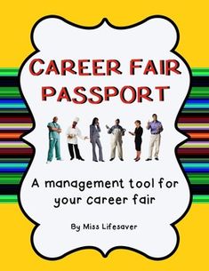 a book cover with an image of people standing in front of the words, career fair passport